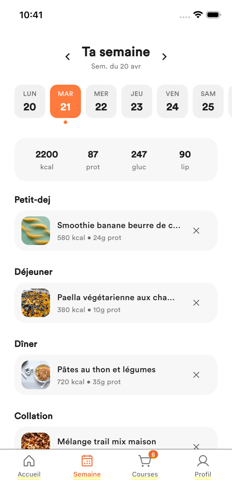 Planning hebdomadaire
